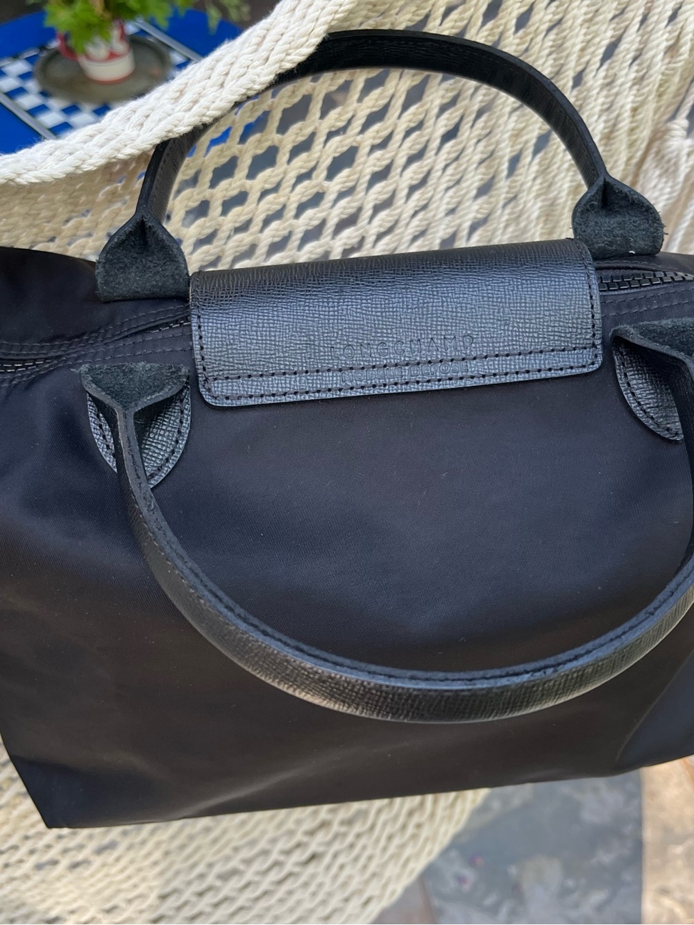 Longchamp Le Pliage Neo small crossbody black nylon silver hardware leather trim - Picture 5 of 10
